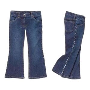 Gymboree stretch bootcut flare sequin polka dot dark jeans denim pants 12